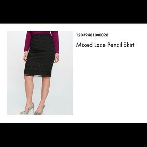 ELOQUII Mixed Lace Pencil Skirt size 28 NWT